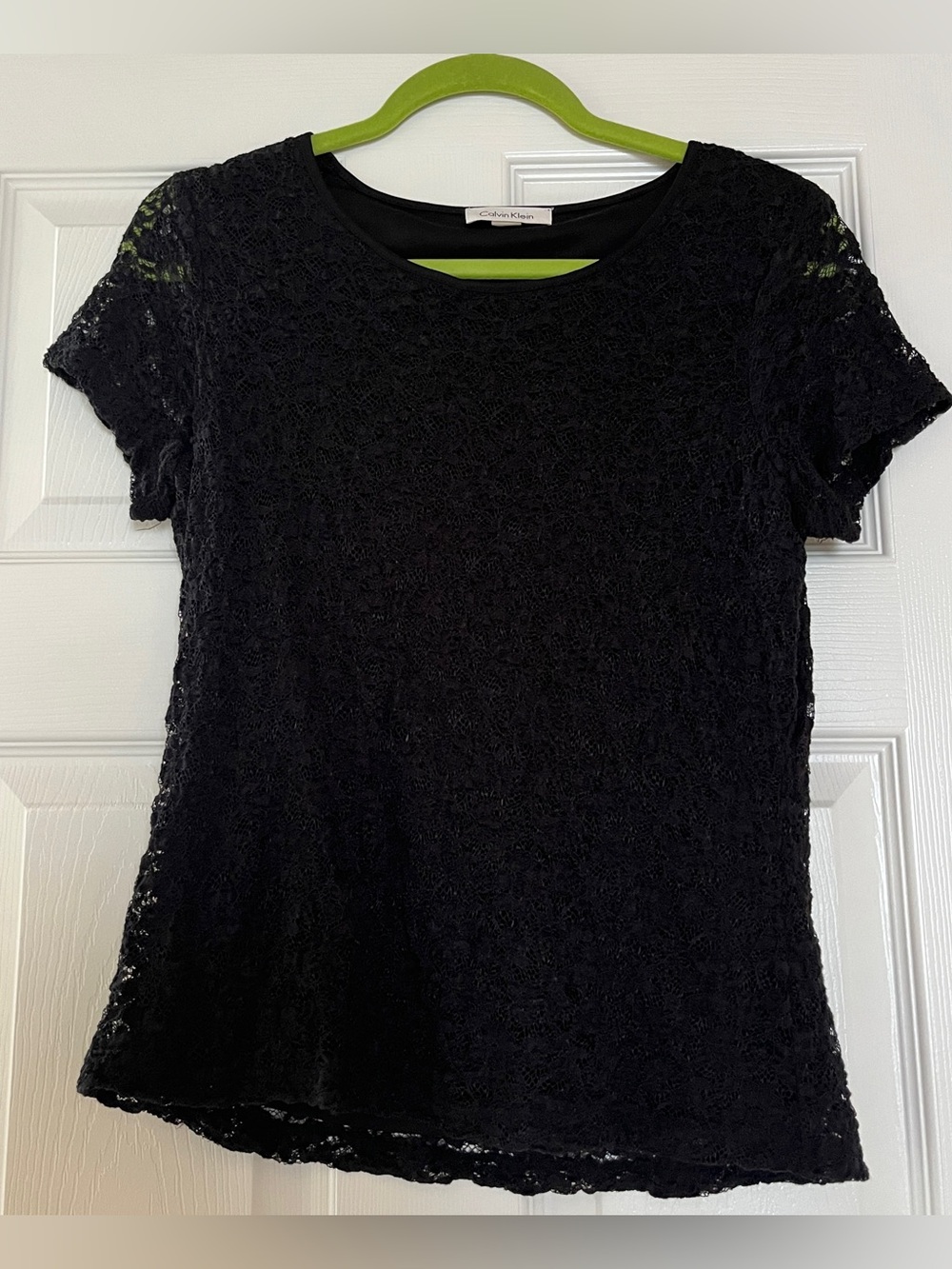 Calvin Klein Black Lace Short Sleeve Top